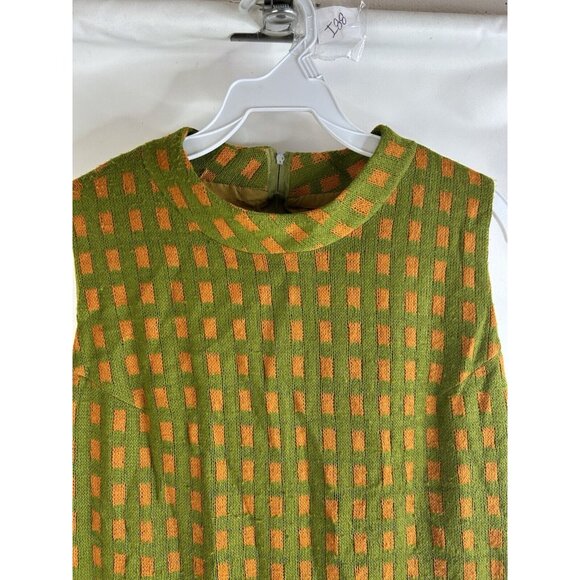 Vintage 60s Geometric Knit Sleeveless Sheath Dress Mod - Picture 2 of 7